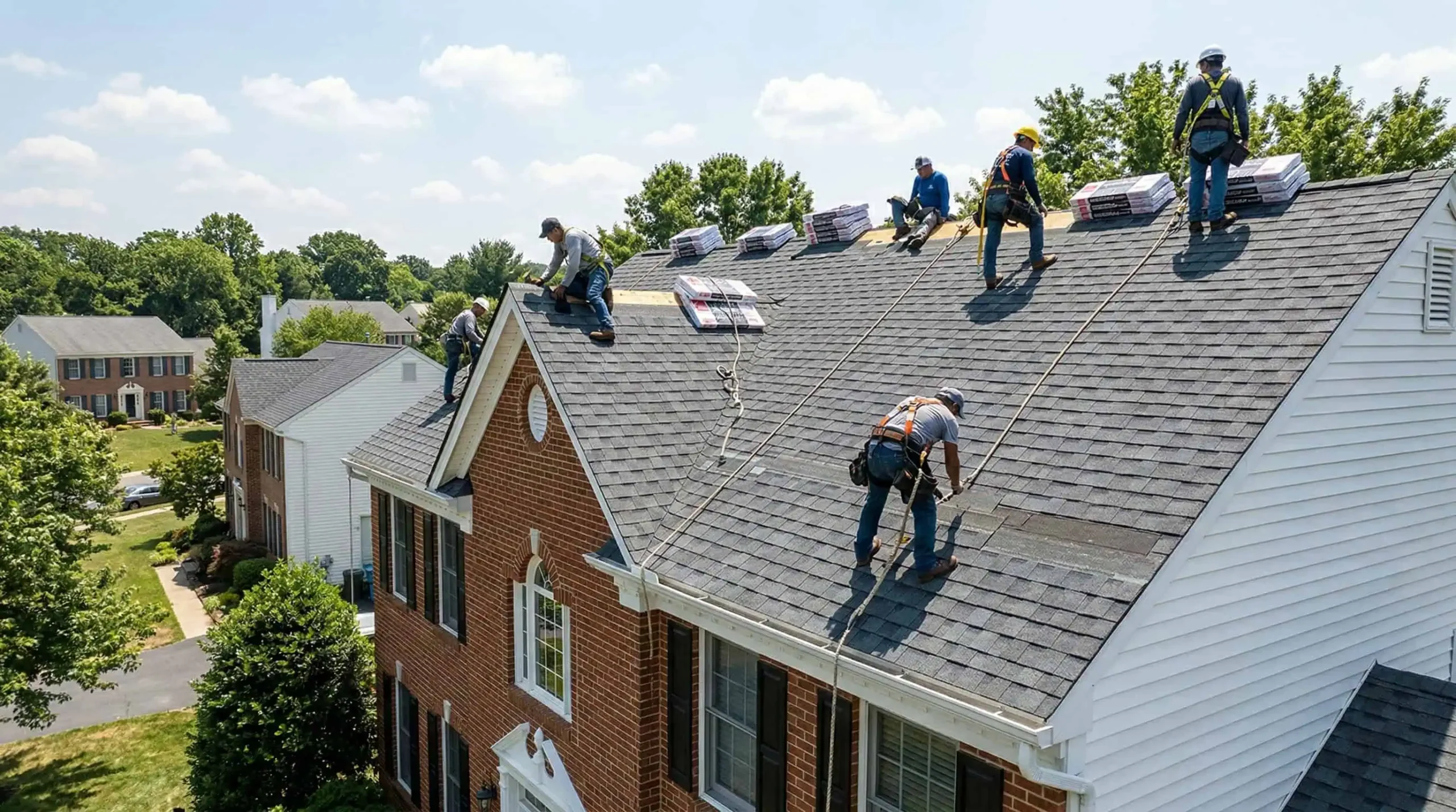Completed roof replacement on a Springfield Virginia home with new architectural shingles by DreamHome Remodeling