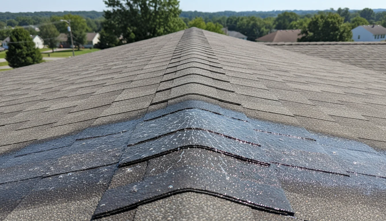 Roof Maxx soy-based bio-oil being applied to aged asphalt shingles via low-pressure backpack sprayer