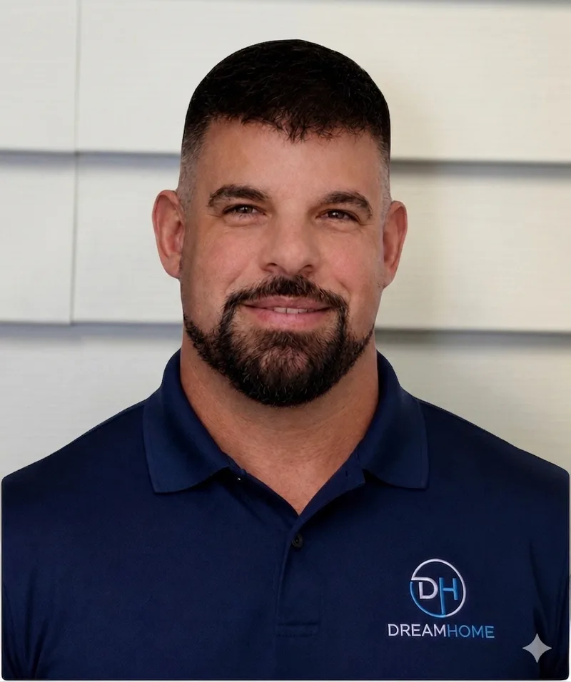 Lenny Scarola, President and Founder of DreamHome Remodeling, wearing DreamHome branded polo