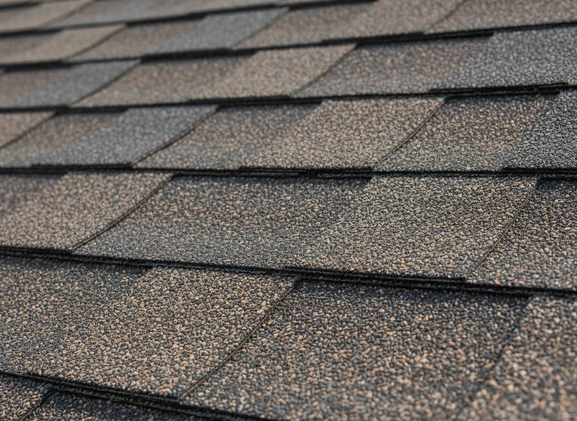 Close-up of Owens Corning TruDefinition Duration architectural shingles showing the multi-tone color blend