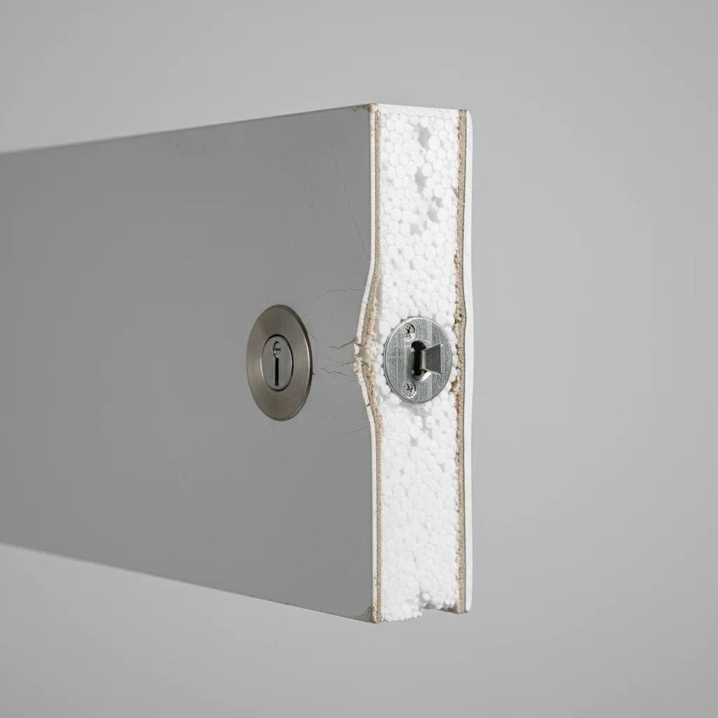 Builder-grade fiberglass entry door with single deadbolt