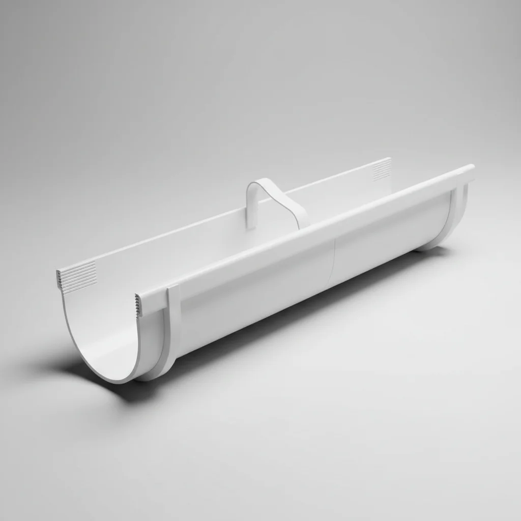 Sectional vinyl gutter with seam joints